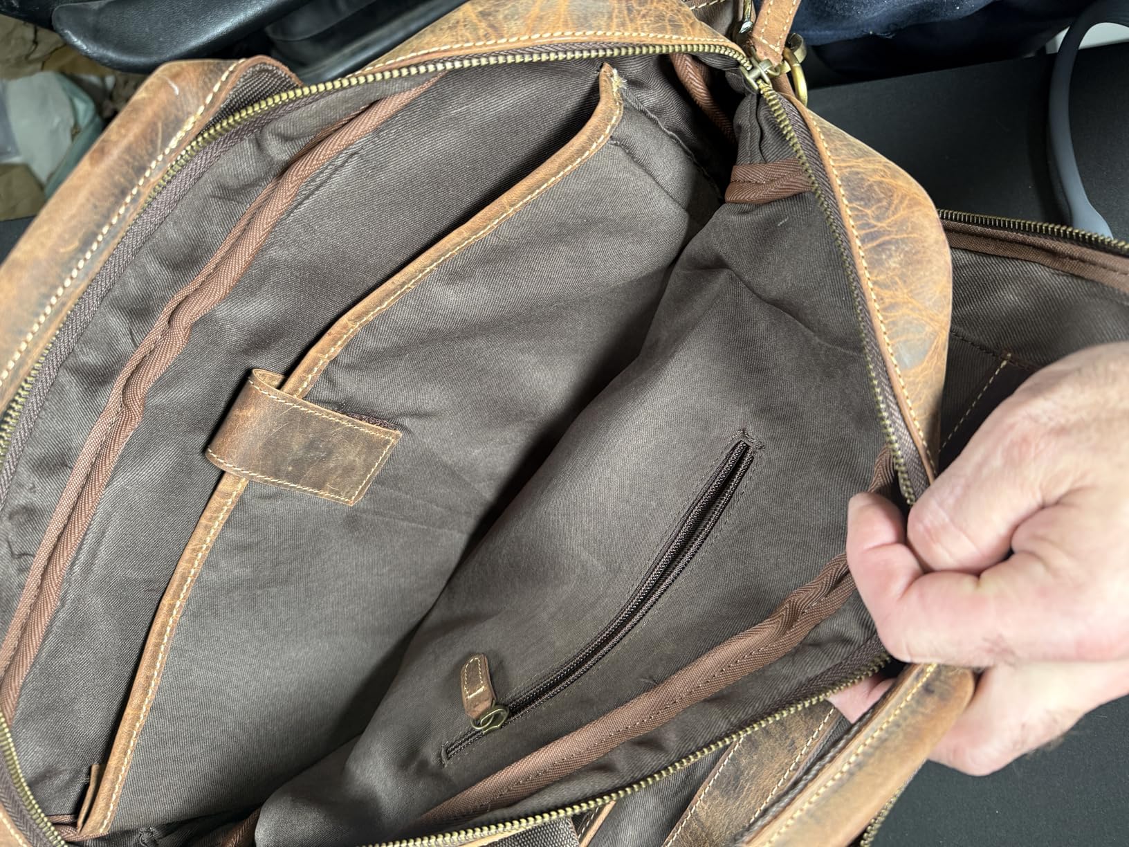 Full Grain Leather Messenger Bag for Men, 16