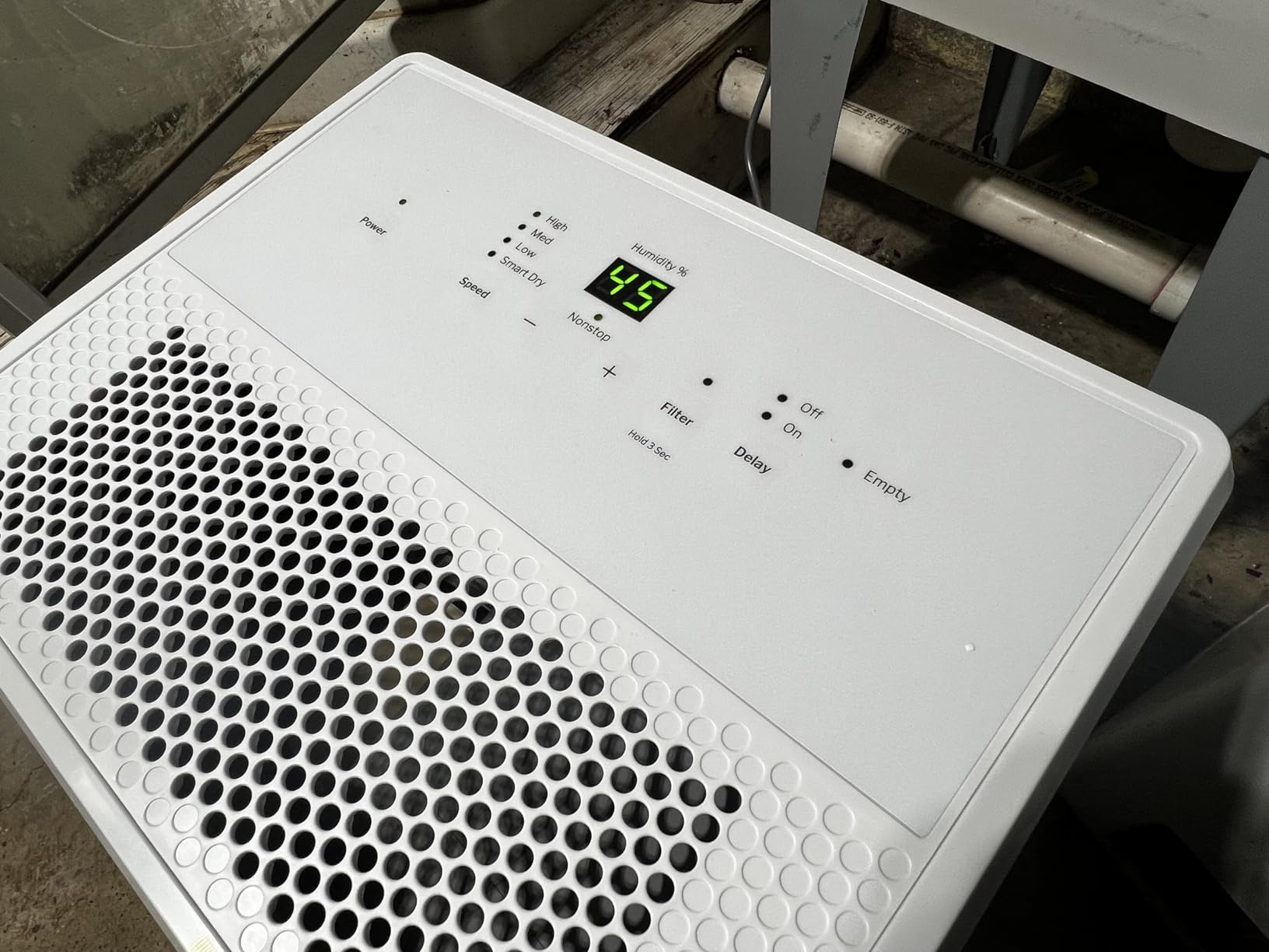 GE Portable Dehumidifier, 50 Pint Daily Output with Smart Dry for Wet Spaces, Drain Hose for Auto or Manual Drainage, Ultra Quiet, Perfect for Basement, Bedroom, Bathrooms, White | 50 Pt and Day, Smart Dry Auto Humidistat, Continuous Drain Port, 15-Pt Tank, 3 Speeds customer photo 2