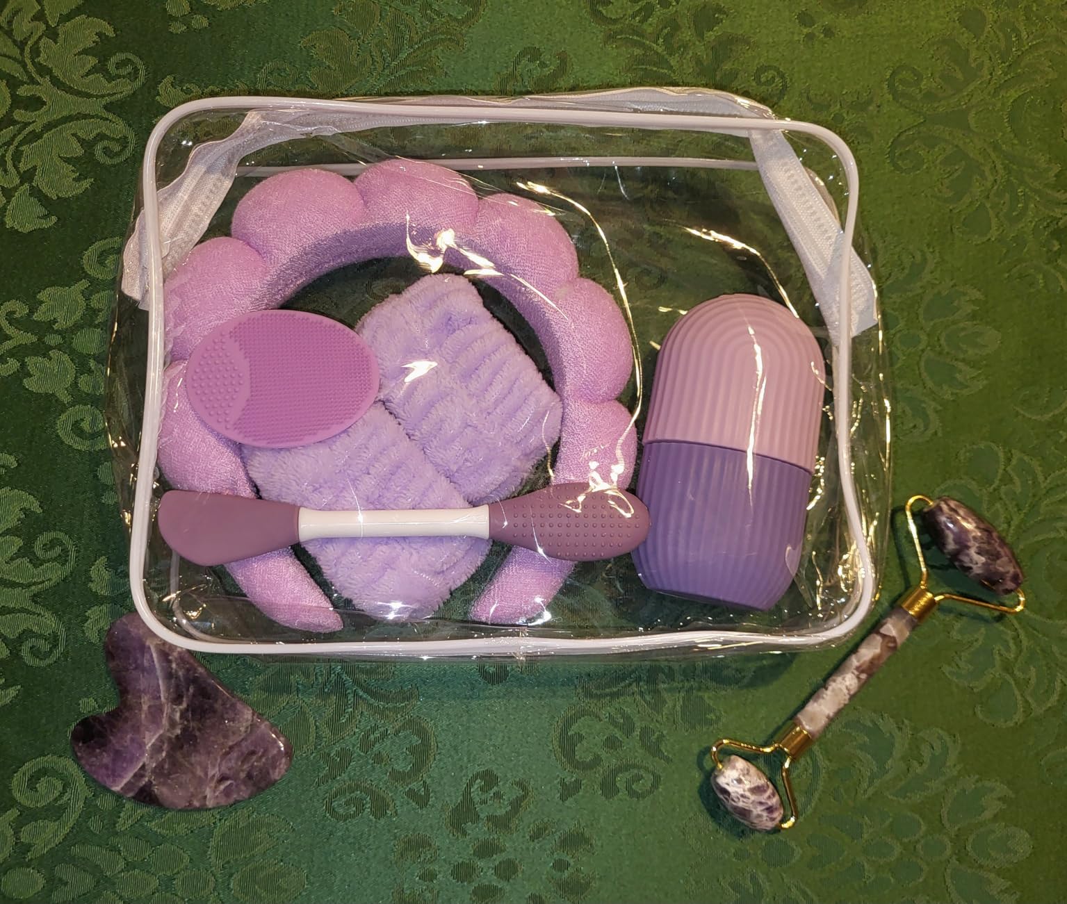 Skincare Tools Set, Facial Accessories for Skincare, Teen Skin Care Kit with Jade Roller and Gua Sha Set, Self Care Tools, Clean Girl Aesthetic Gifts, Face Kits with Gua Sha and Ice Roller KS LUX customer photo 2