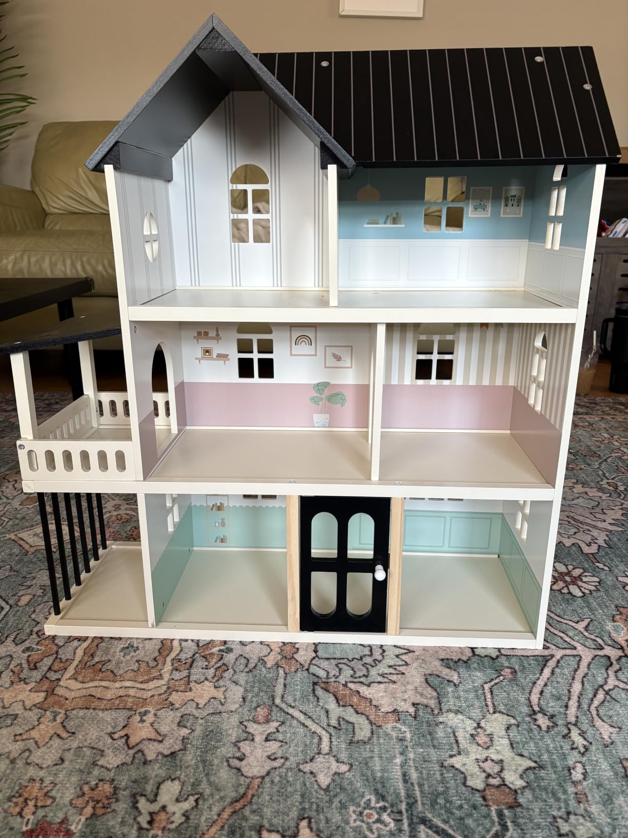 Wooden Dollhouse for Kids, 6-Room Modern Style Toy Doll House Playset with 26 Furniture & Functional Doors, 1:12 Scale Open Plan Dollhouse Designed for 4-6 Inch Dolls, STEM Creative Gift for Ages 3+ customer photo 2