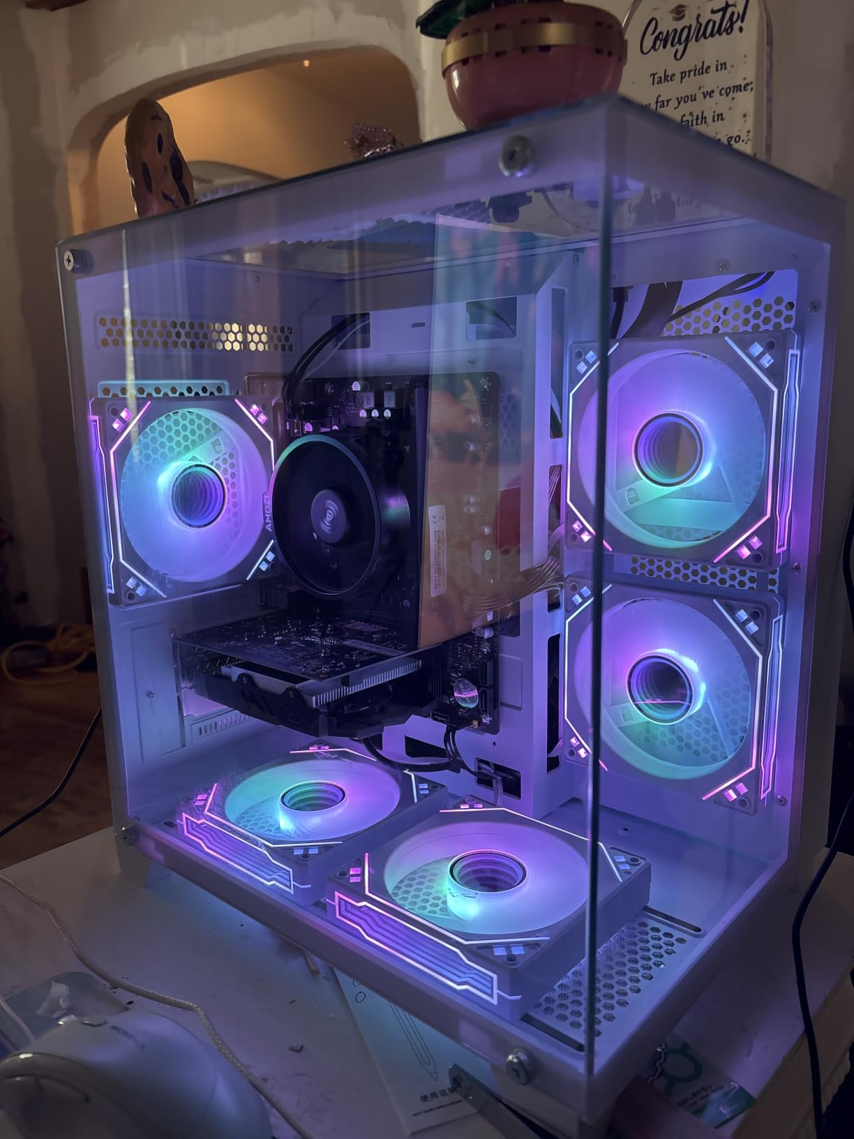 Prebuilt Gaming PC Desktop | Ryzen 5 Up to 4.1G | RX 560 4G Graphics Card | 16G DDR4 RAM | 512G SSD | Wi-Fi 6 | Tower Computer for Home Office, Student & Casual Gaming (White) customer photo 1