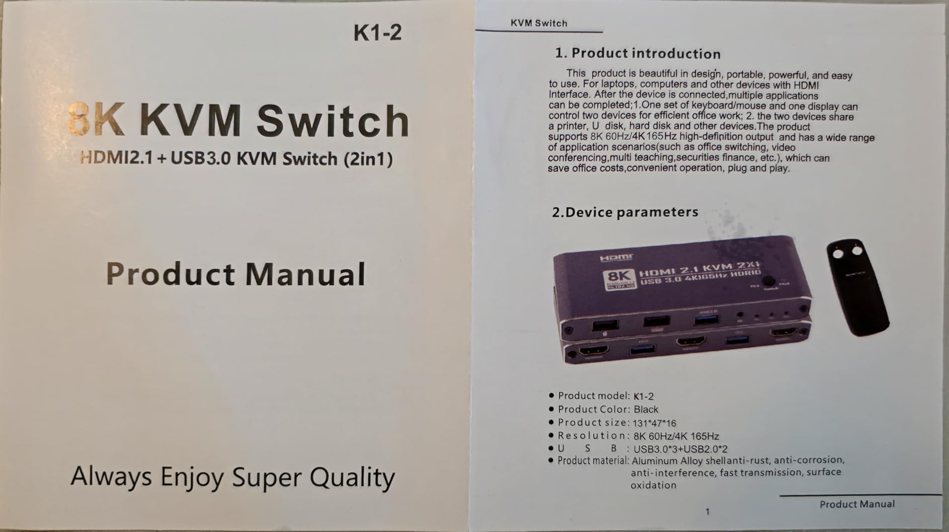 KVM Switch HDMI 2 in 1 Out for 1 Monitor 2 Computers 8K@60Hz 4K@165Hz | HDMI 2.1 USB 3.0 Hub with IR Remote Control, Aluminum Alloy, HDR10, HDCP 2.2, EDID 2.2 Adaptive customer photo 2