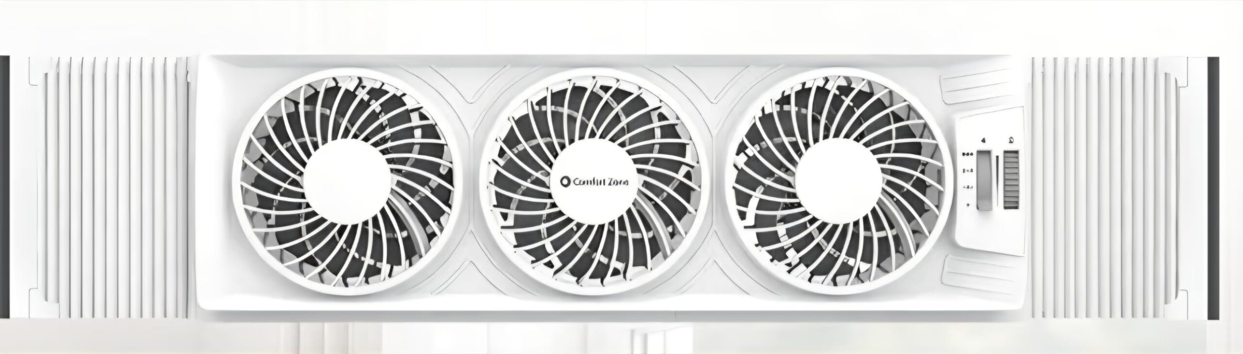 Comfort Zone Triple Window Fan with Adjustable Thermostat | 3-Speed High-Velocity Cooling | Horizontal or Vertical Manual Control | Fits Double Hung Windows (Min 25