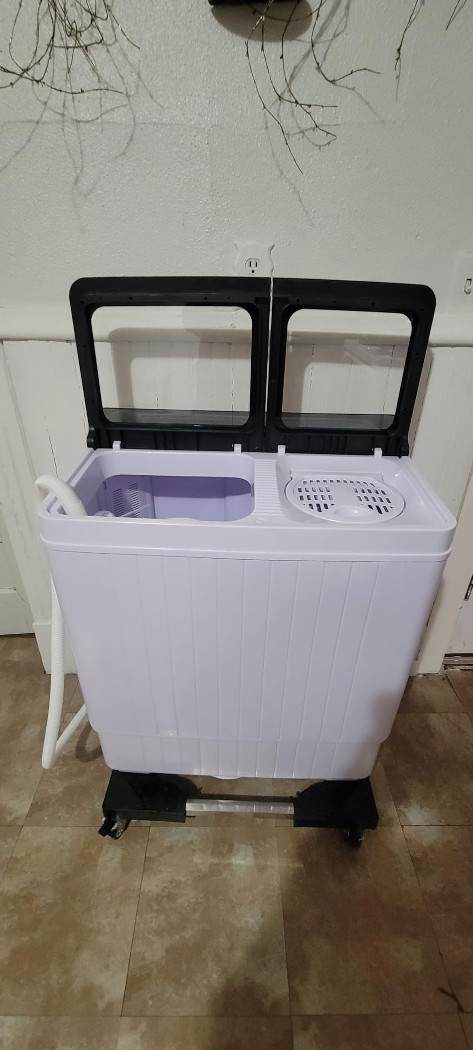 Giantex Portable Washing Machine, 18LBS Twin Tub Mini Compact Laundry Washer Spinner Combo with Drain Pump, 11Lbs Washer and 7Lbs Spinner for Apartments, RVs, Dorms, Gray+White customer photo 2
