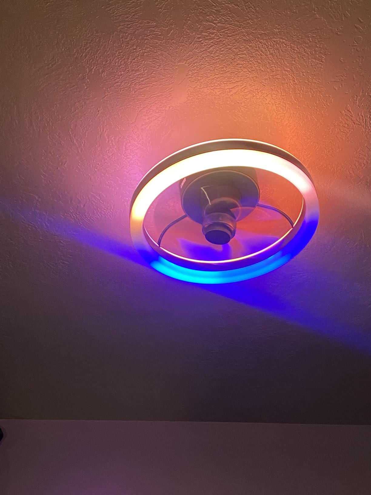 Govee Ceiling Fan with Lights, 20'' RGBIC Oscillating Flush Mount Bladeless Ceiling Fans with Lights and Remote, 12 Speeds Reversible DC Motor, 3100lm, Low Profile Ceiling Fan for Bedroom, Living Room customer photo 1