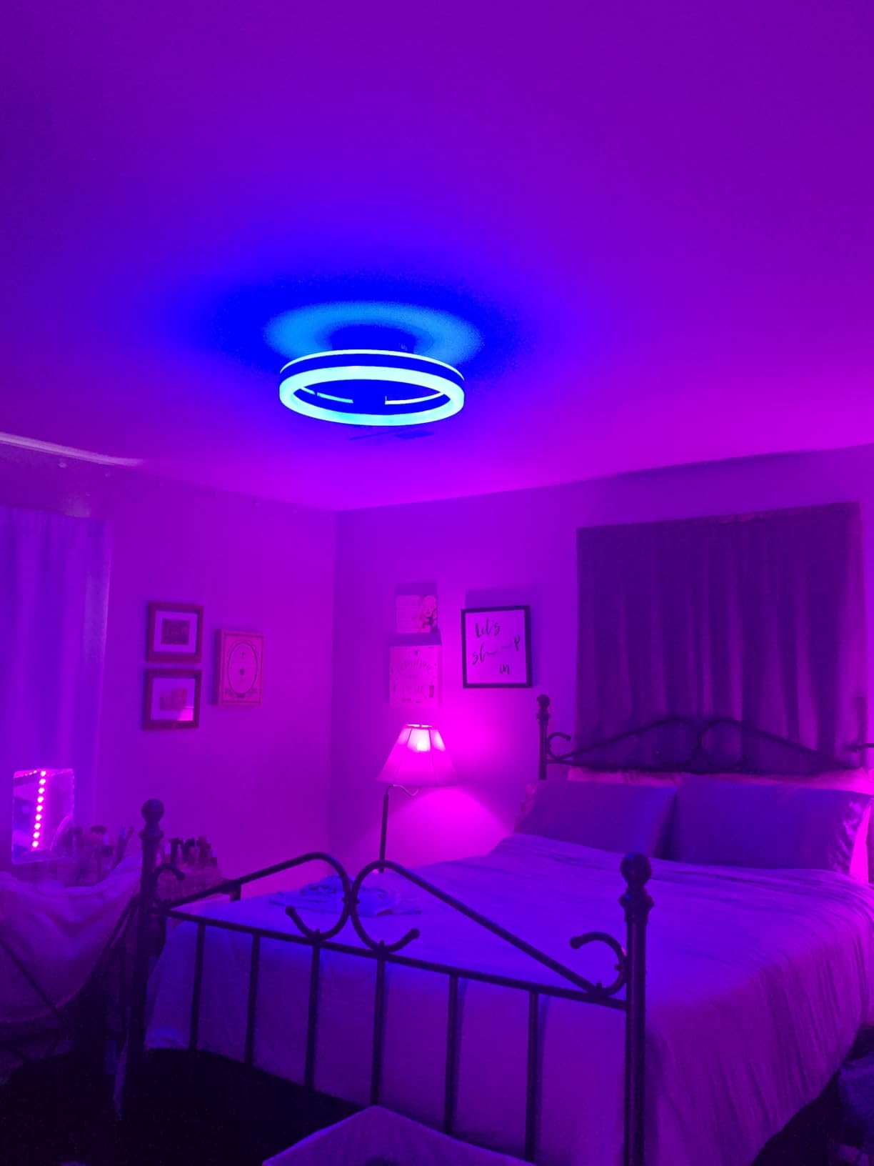 Govee Ceiling Fan with Lights, 20'' RGBIC Oscillating Flush Mount Bladeless Ceiling Fans with Lights and Remote, 12 Speeds Reversible DC Motor, 3100lm, Low Profile Ceiling Fan for Bedroom, Living Room customer photo 2