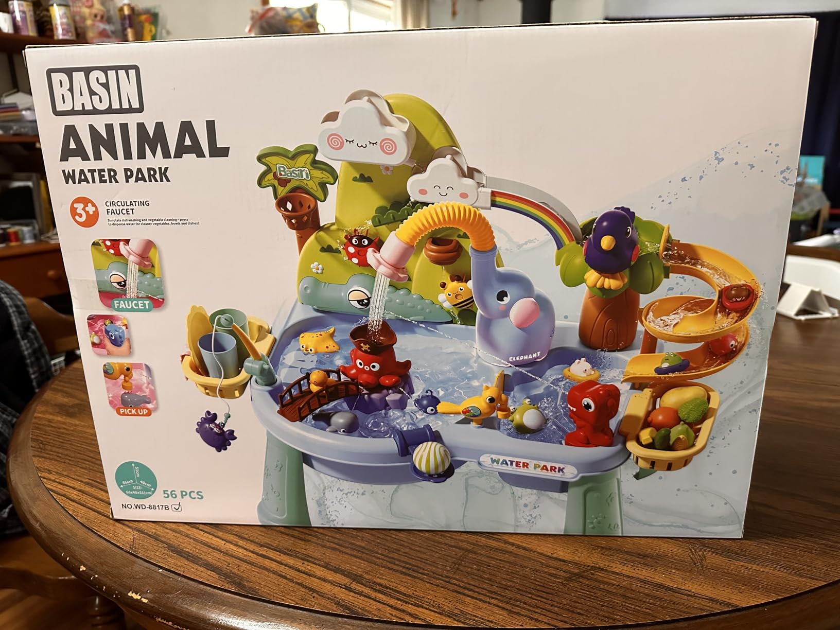 2027 Upgraded 10-in-1 Sand Water Table for Toddlers 1-3, Kids Sensory Table with Electric Water Pump & Elephant Faucet, Play Kitchen Sink with Food Accessories, Fishing Toy customer photo 1