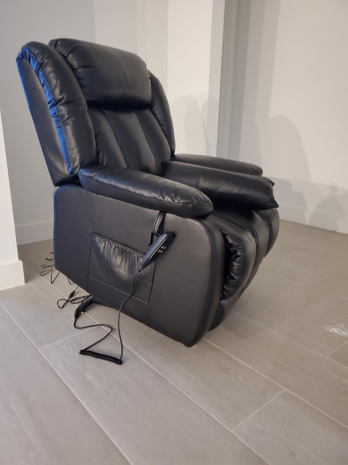 EDILLY X Large Genuine Leather Power Lift Recliner Chairs for Elderly | Dual Motor with Massage and Heating, with Double Lumbar Cushion and Extended Footrest, USB Port & Type-C Port and Remote, Brown customer photo 1