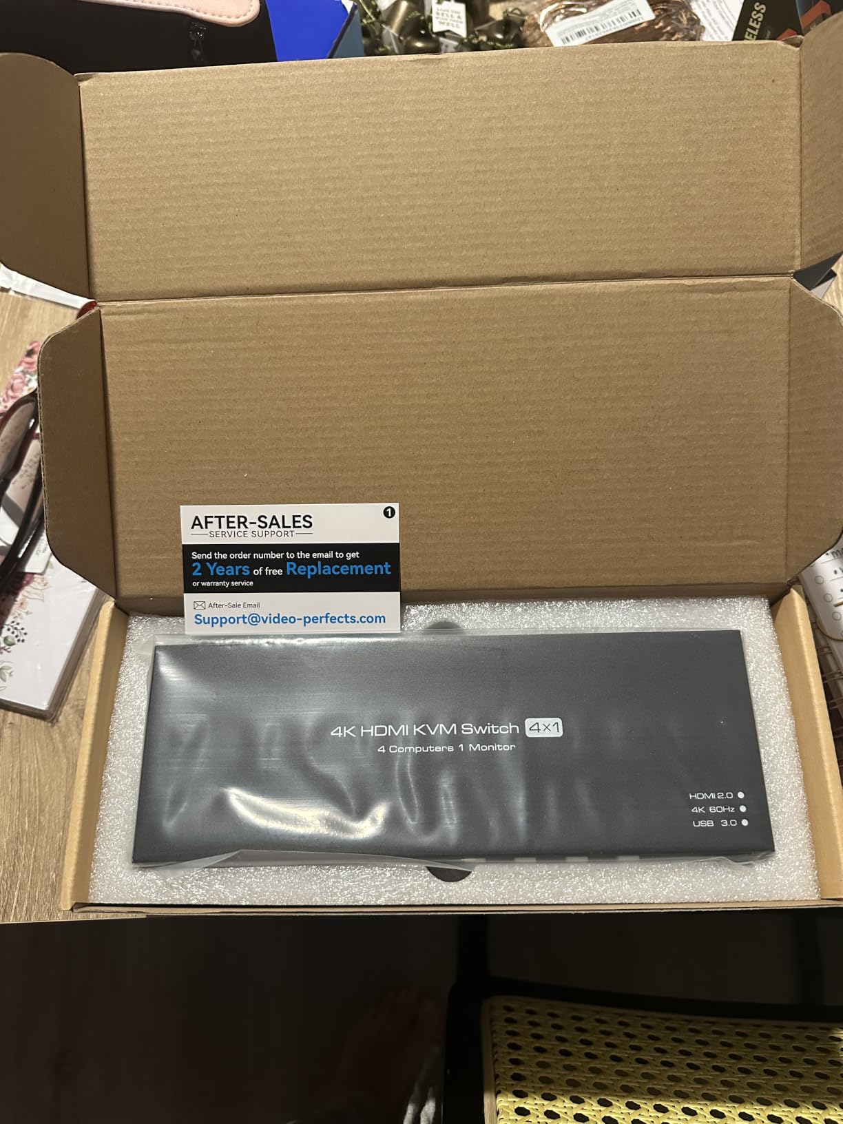 USB3.0 HDMI KVM Switch 4 Computers EDID 4K60Hz 4 Port KVM for 4 PC Sharing 1 Monitor and 4 USB 3.0 Devices with Controller customer photo 2