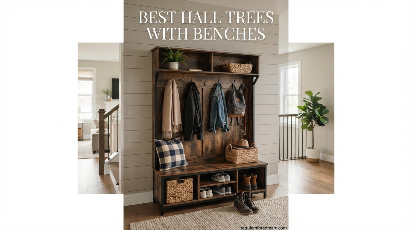 best hall trees with benches