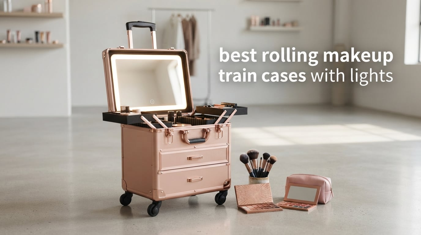 best rolling makeup train cases with lights