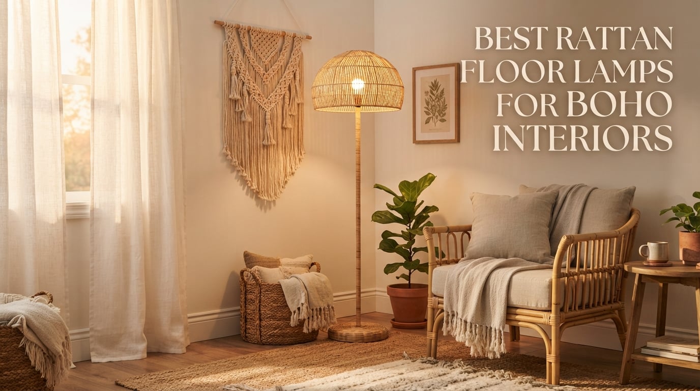 best rattan floor lamps for boho interiors