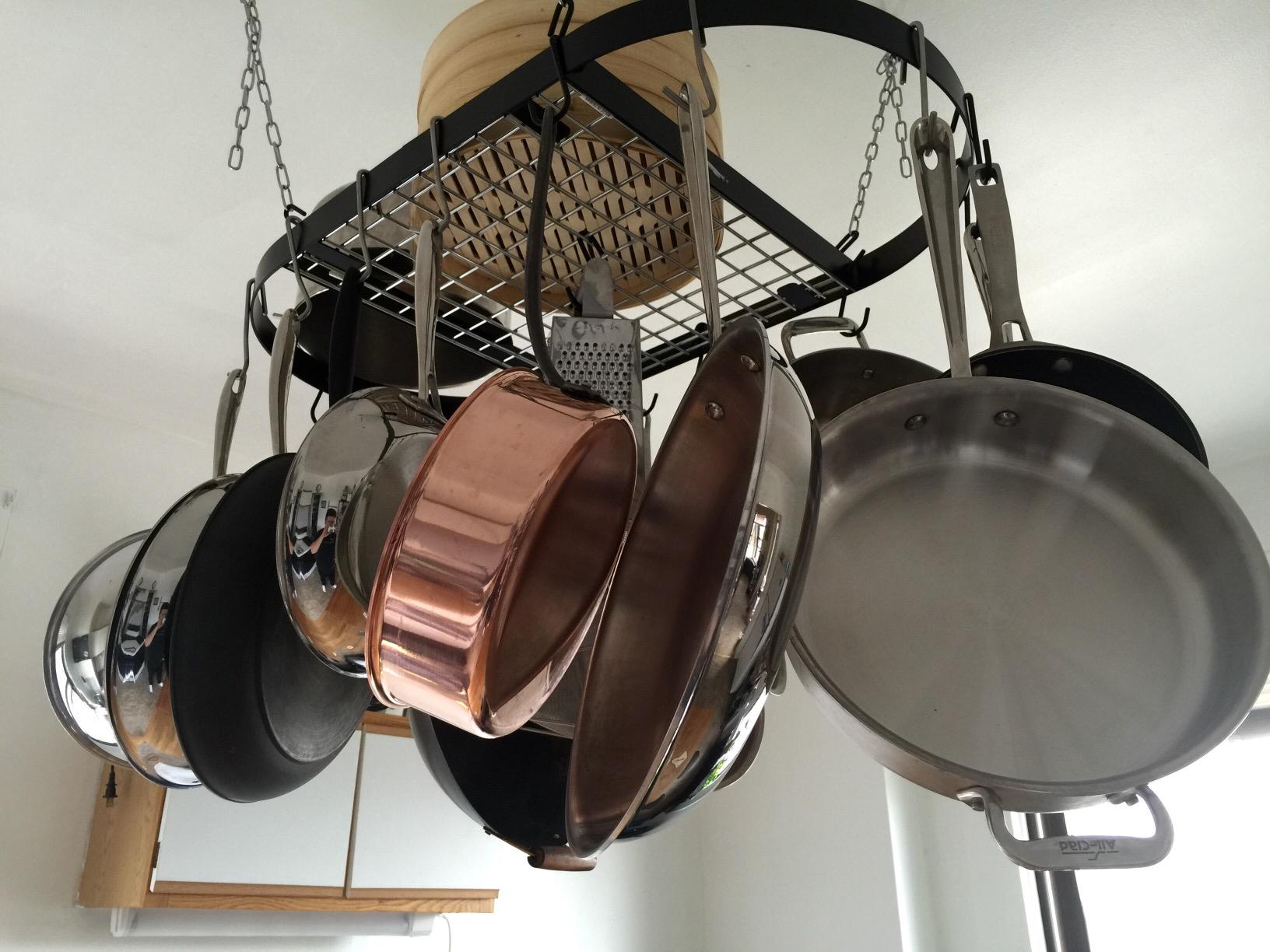 Kinetic Pot and Pan Rack with Ceiling Hooks - Premium Oval Mounted Organizer Rack customer photo 2