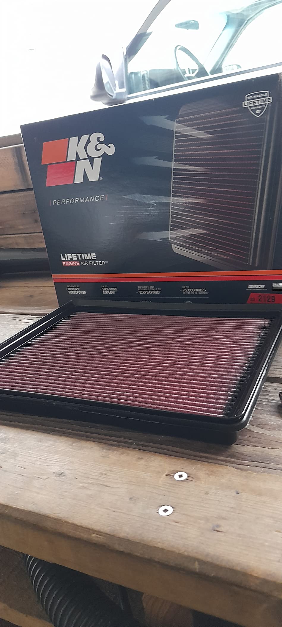 K&N High-Flow Original Lifetime Engine Air Filter: Increase Power: Compatible with 1999-2020 Cadillac/Chervolet/GMC: Escalade, Avalanche, Cheyenne, Silverado, Suburban, Tahoe, Sierra, Yukon, 33-2129 customer photo 1