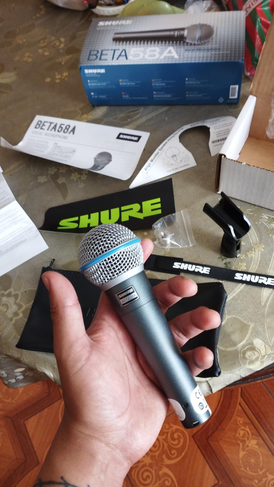 Shure BETA 58A Supercardioid Dynamic Vocal Microphone | Supercardioid dynamic vocal mic for stage and studio; includes A25D stand adapter, thread adapter and storage bag customer photo 2