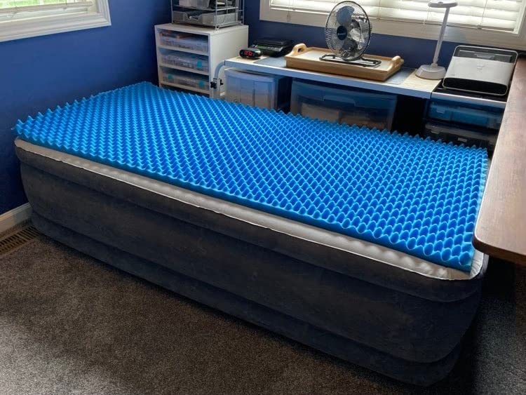 DMI 2-Inch Foam Mattress Topper, Egg Crate Foam Pad for Support, Air Circulation, Pressure Relief & Weight Distribution, Twin Size 33 x 72, Blue customer photo 2