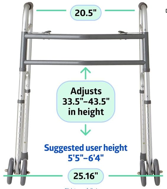 Medline Heavy-Duty Bariatric Folding Walker with 5