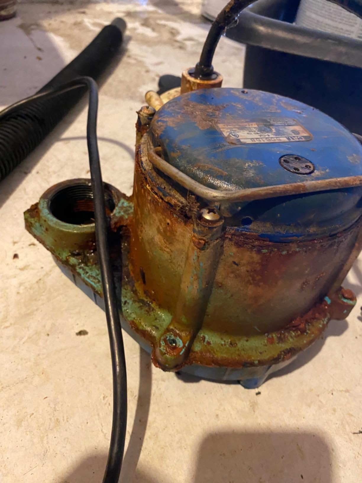 Little Giant 1/3 HP Cast Iron Submersible Sump Pump, Blue | Automatic Integral Diaphragm Float Switch, 2760 GPH, Cast Iron Housing, Polypropylene Base, 10-Foot Cord, 115V, Model 6-CIA customer photo 1