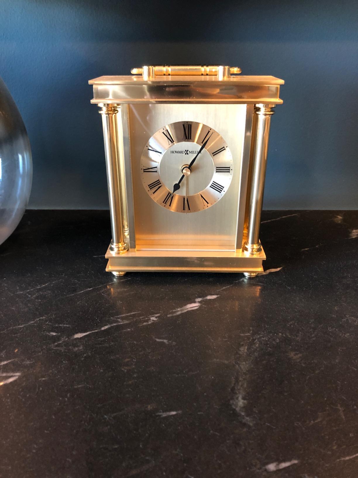 Howard Miller Audra Tabletop Carriage Clock - Brass Finish, Quartz Alarm, Silent Ticking, Roman Numerals, Vintage Style for Home, Desk & Bookshelf customer photo 1