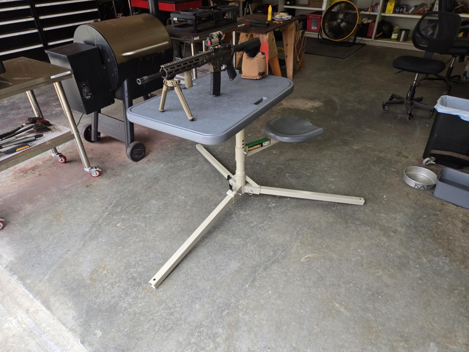 Caldwell Stable Table Shooting Bench, Tripod Frame | Adjustable Leg Angle & Seat Height, 360-Degree Rotating, All-Weather, Ambidextrous, Steel customer photo 2