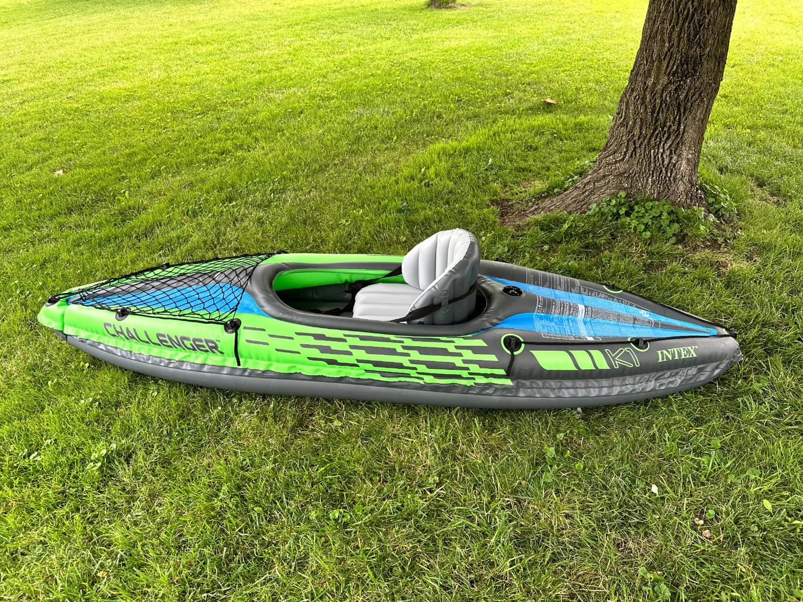 INTEX Challenger Inflatable Kayak Series: Includes Deluxe 86in Kayak Paddles and High-Output Pump - SuperStrong PVC - Adjustable Seat with Backrest - Removable Skeg - Cargo Storage Net customer photo 1