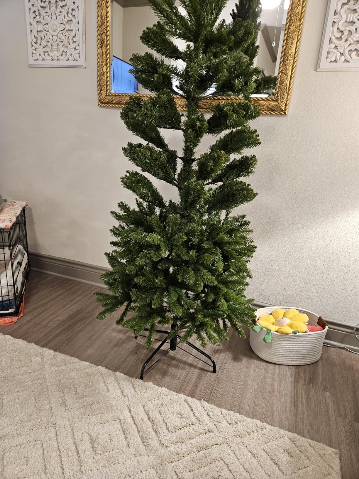 National Tree Company 7 ft Unlit Kingswood Fir Slim Artificial Christmas Tree, 892 Tips, Includes Stand, Green customer photo 2