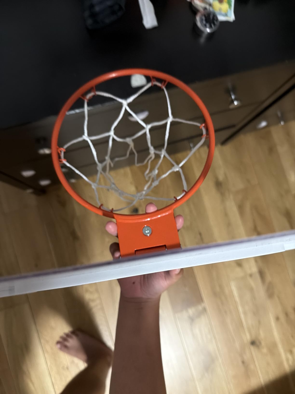 SKLZ Pro Mini Indoor Basketball Hoop with Ball, Over the Door, Shatter-Proof Backboard, Spring-Action Break-Away Steel Rim, Great for Home, Dorm Room, and Office customer photo 2
