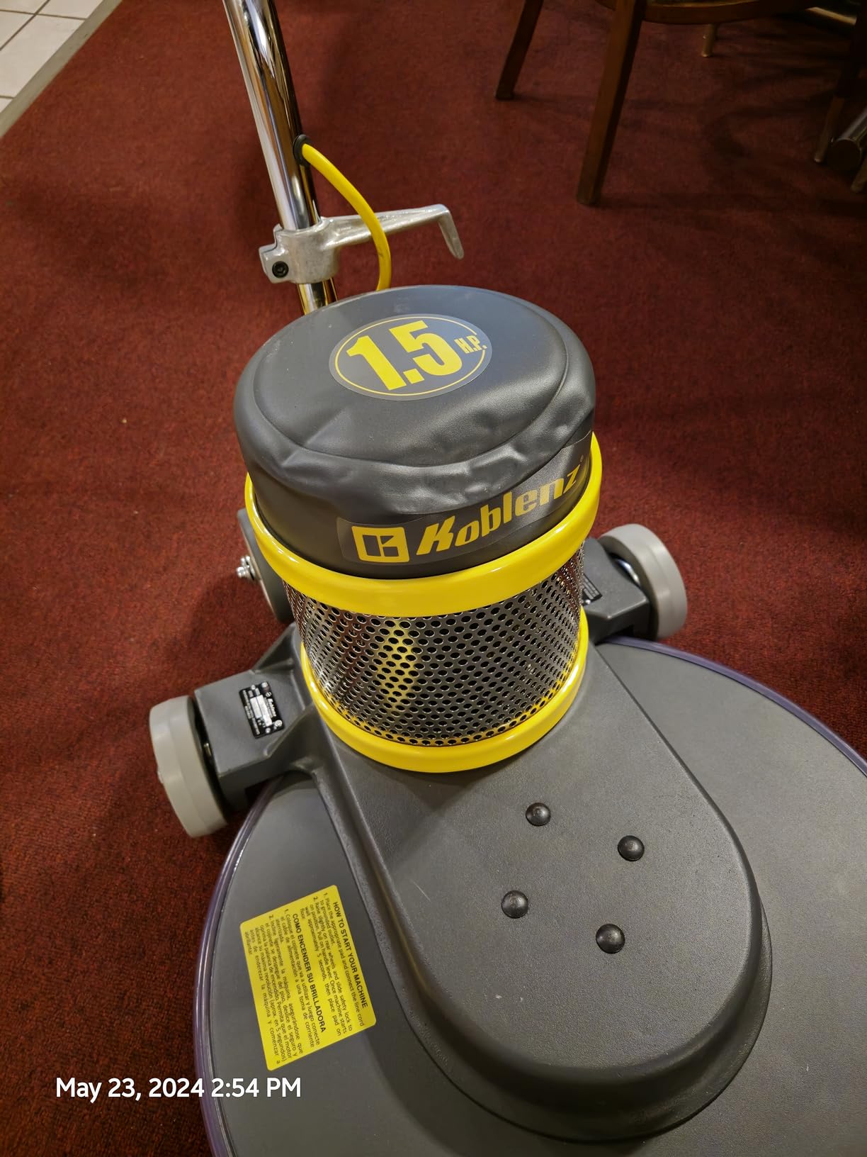 Koblenz B-1500-P High Speed Floor Buffer, Cord, 1.5 HP Commercial Burnisher | 20 in Pad, 50 Ft Cord customer photo 1