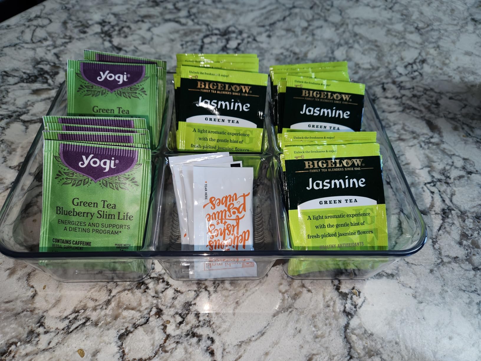 iDesign Clear Tea Bag & Sugar Packet Organizer | For Drawer, Cabinet, Kitchen Countertop customer photo 1