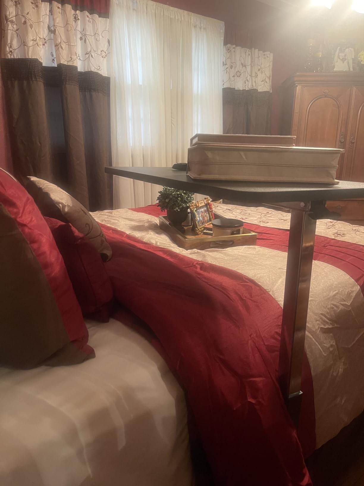 Drive Medical 13003 Non Tilt Top Overbed Table with Wheels, Chrome | Overbed Table with Wheels Features Non Tilt Chrome Top for Home and Hospital Use and Easy Daily Cleaning customer photo 1