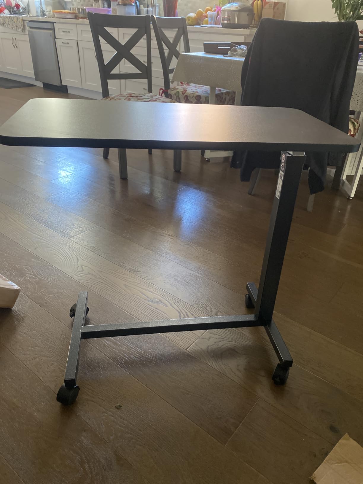 Drive Medical Overbed Table with Wheels, Woodgrain Top, Silver Vein customer photo 2