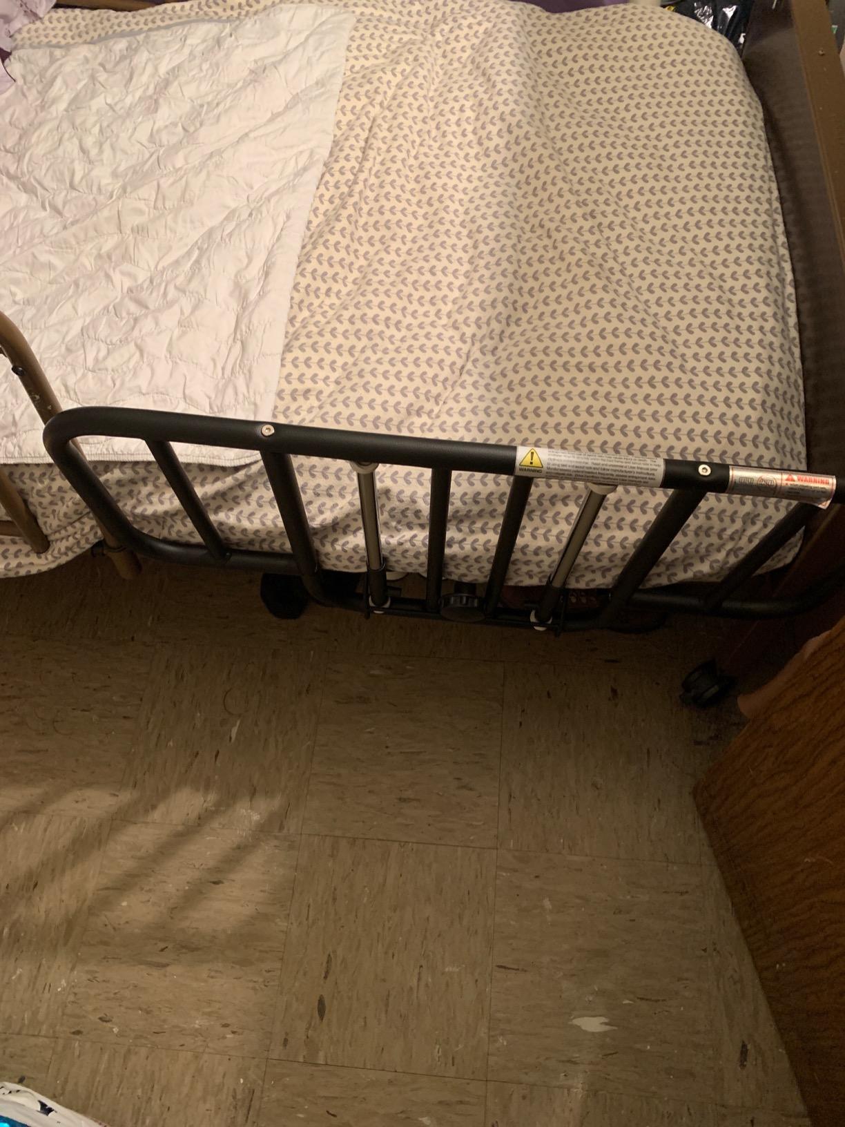 Drive Medical No Gap Half Length Steel Bed Rails, Brown Vein, 2 Count | No Gap Half Length Steel Bed Rails Feature Brown Vein Finish for Secure, Reliable Adult Bed Safety customer photo 1