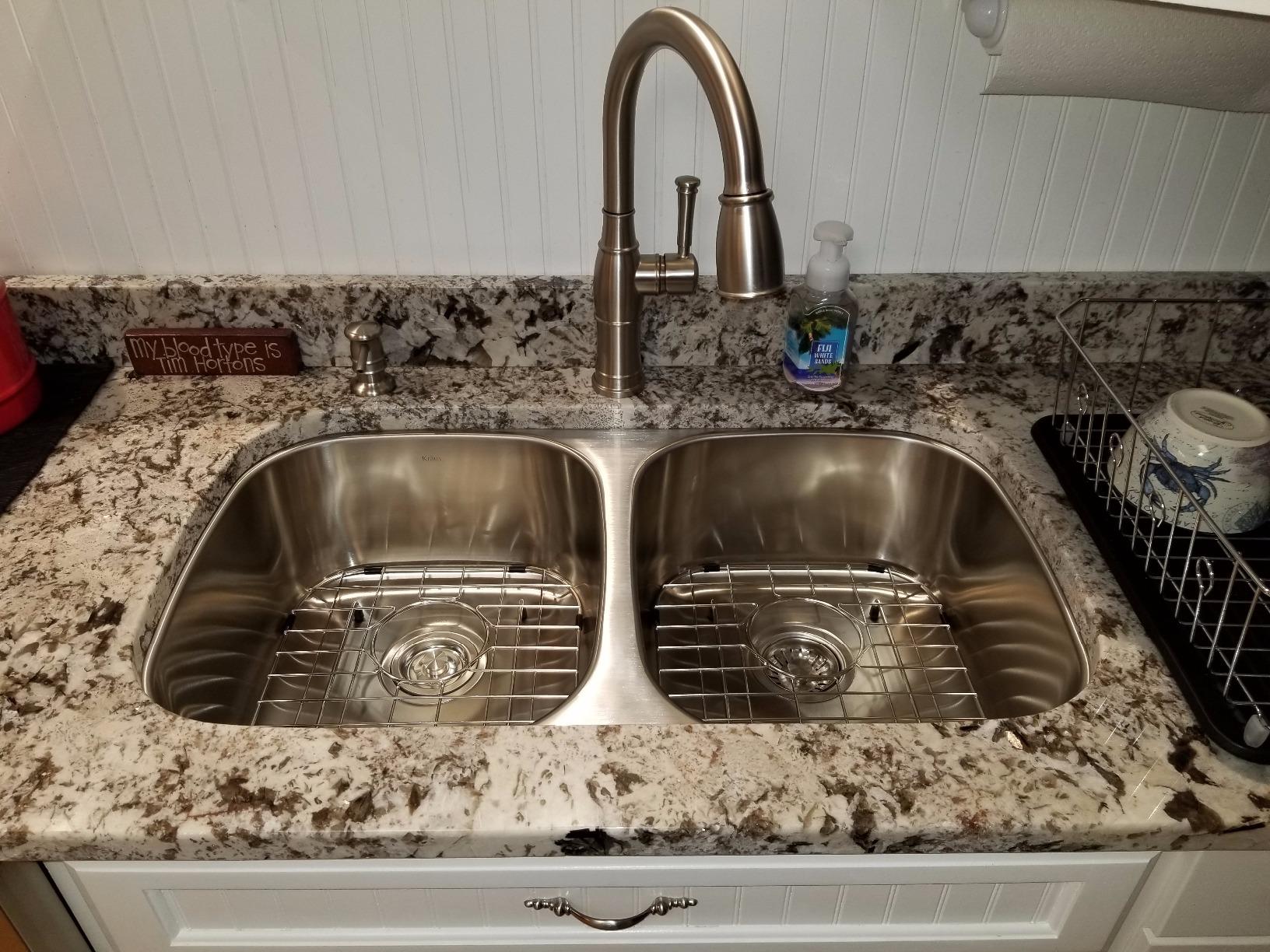 KRAUS Premier 32-inch Undermount 50/50 Double Bowl 18-Gauge Stainless Steel Kitchen Sink with Strainers (x2), KBU22 customer photo 1