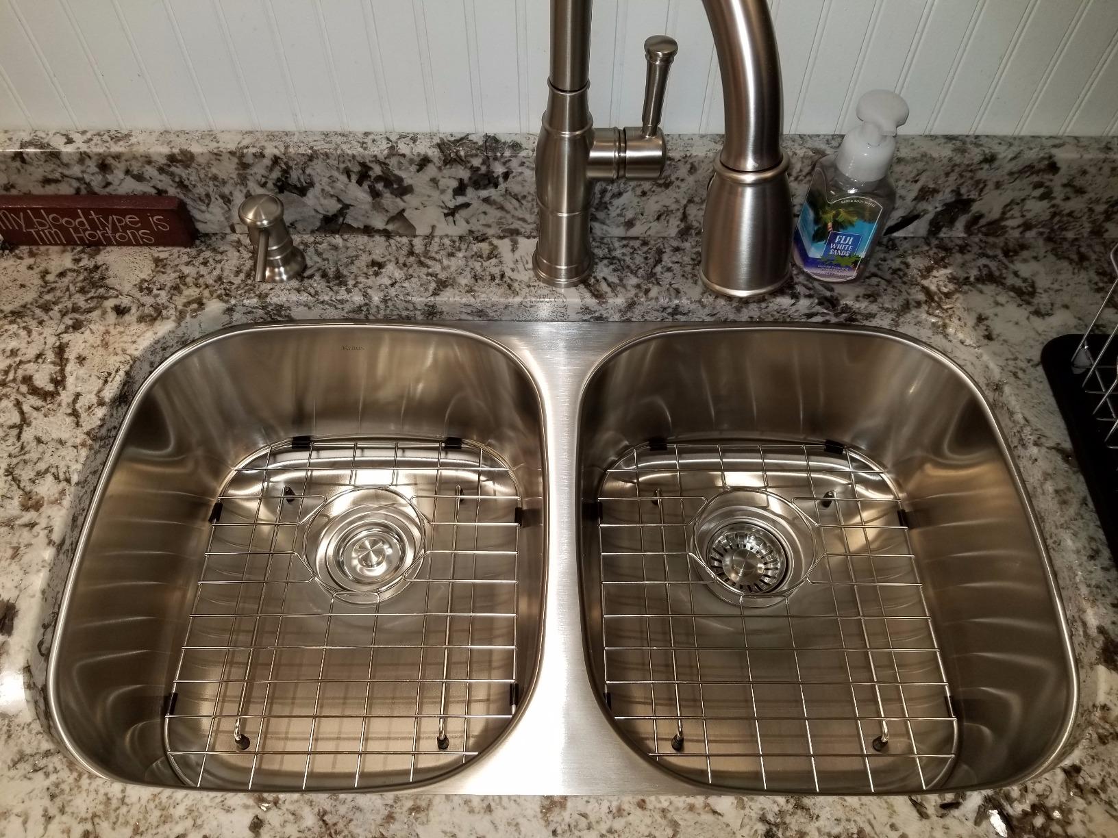 KRAUS Premier 32-inch Undermount 50/50 Double Bowl 18-Gauge Stainless Steel Kitchen Sink with Strainers (x2), KBU22 customer photo 2