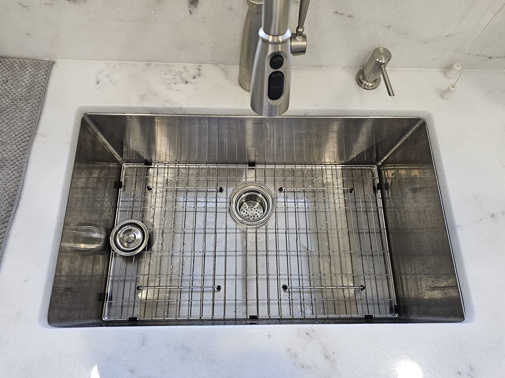 KRAUS Stainless Steel 32 in 16 Gauge Undermount Sink KHU100-32 | 16-gauge TRU16 steel construction, rounded corners for easy cleaning, channel grooves for draining, NoiseDefend pads customer photo 2