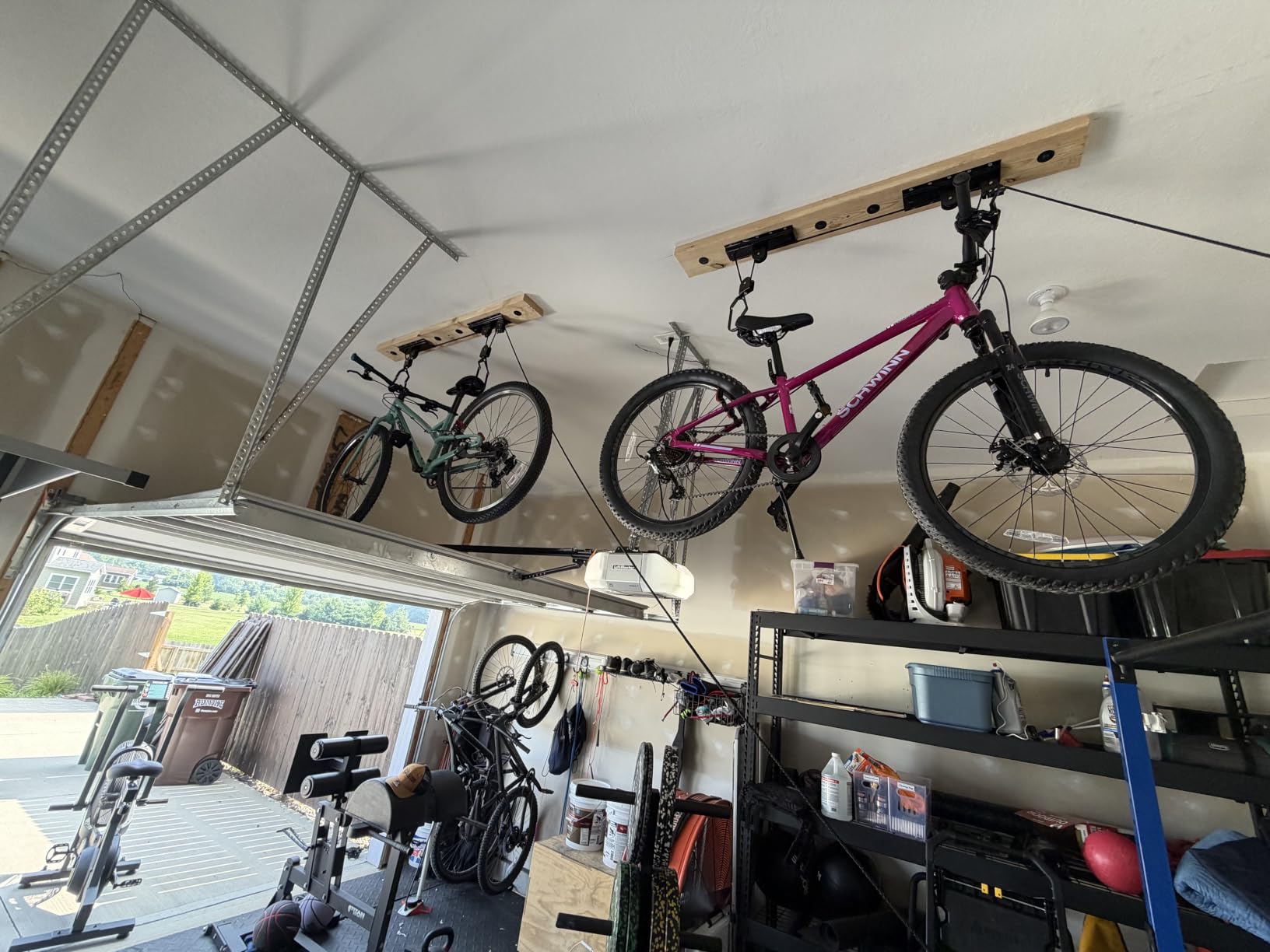 Bike Hanger - Overhead Hoist Pulley System with 100lb Capacity for Bicycles or Ladders - Secure Garage Ceiling Storage by Rad Sportz customer photo 1
