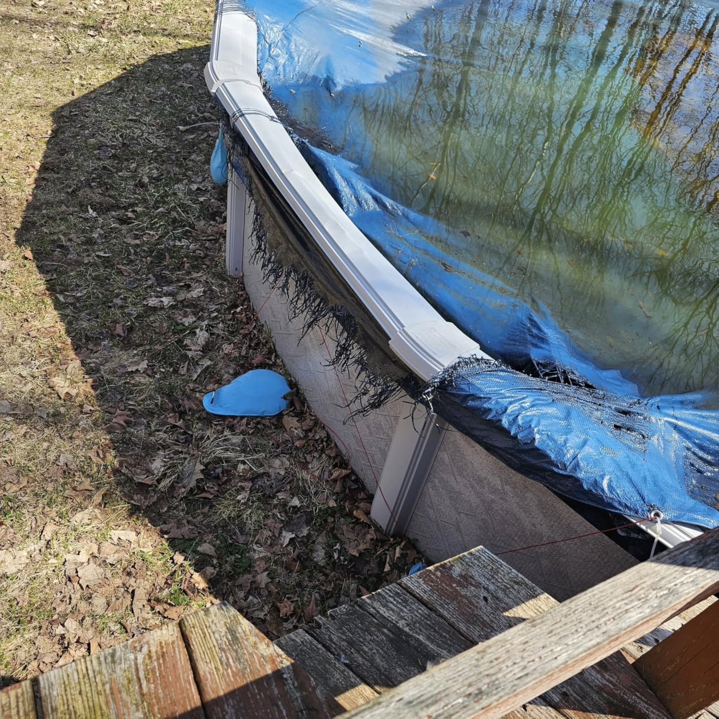 Robelle 28 ft Heavy Duty Super Winter Pool Cover for Above Ground Pools | Blue Above Ground Pool Cover, 4 ft Overlap (32ft Cover Size), Solid 8 x 8 Scrim, 2.36 oz/yd2, 10-Year Warranty, Style: 3528-4 customer photo 2