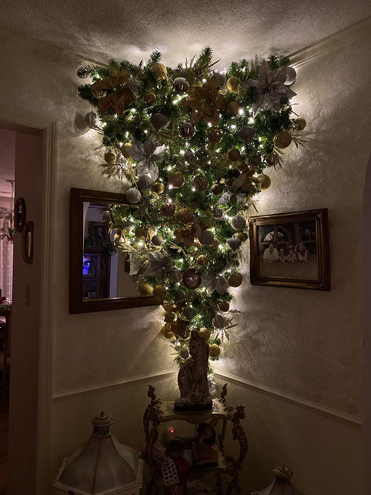 Vickerman 6' American Upside Down Artificial Christmas Tree, Unlit - Faux Upside Down Christmas Tree - Seasonal Indoor Home Decor customer photo 2