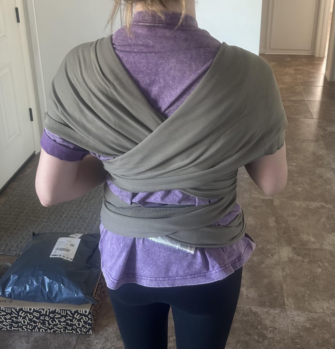 Boba Baby Wrap Carrier - Stretch Cotton Newborn Sling, Grey | Breathable, Hands-Free Babywearing Carrier Wrap; ergonomic, secure hold for newborn to toddler 7-35 lbs. customer photo 1
