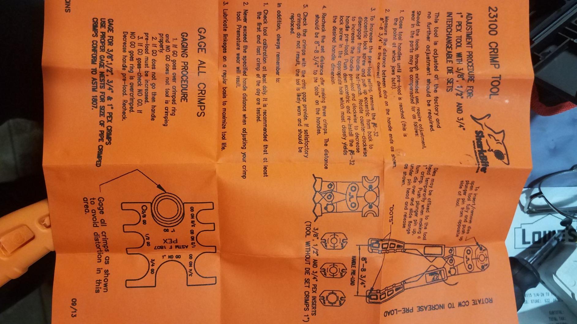 SharkBite 3/8 Inch PEX Crimp Tool Multi-Head Kit, Orange Handles, Plumbing Fittings, 23100 customer photo 1