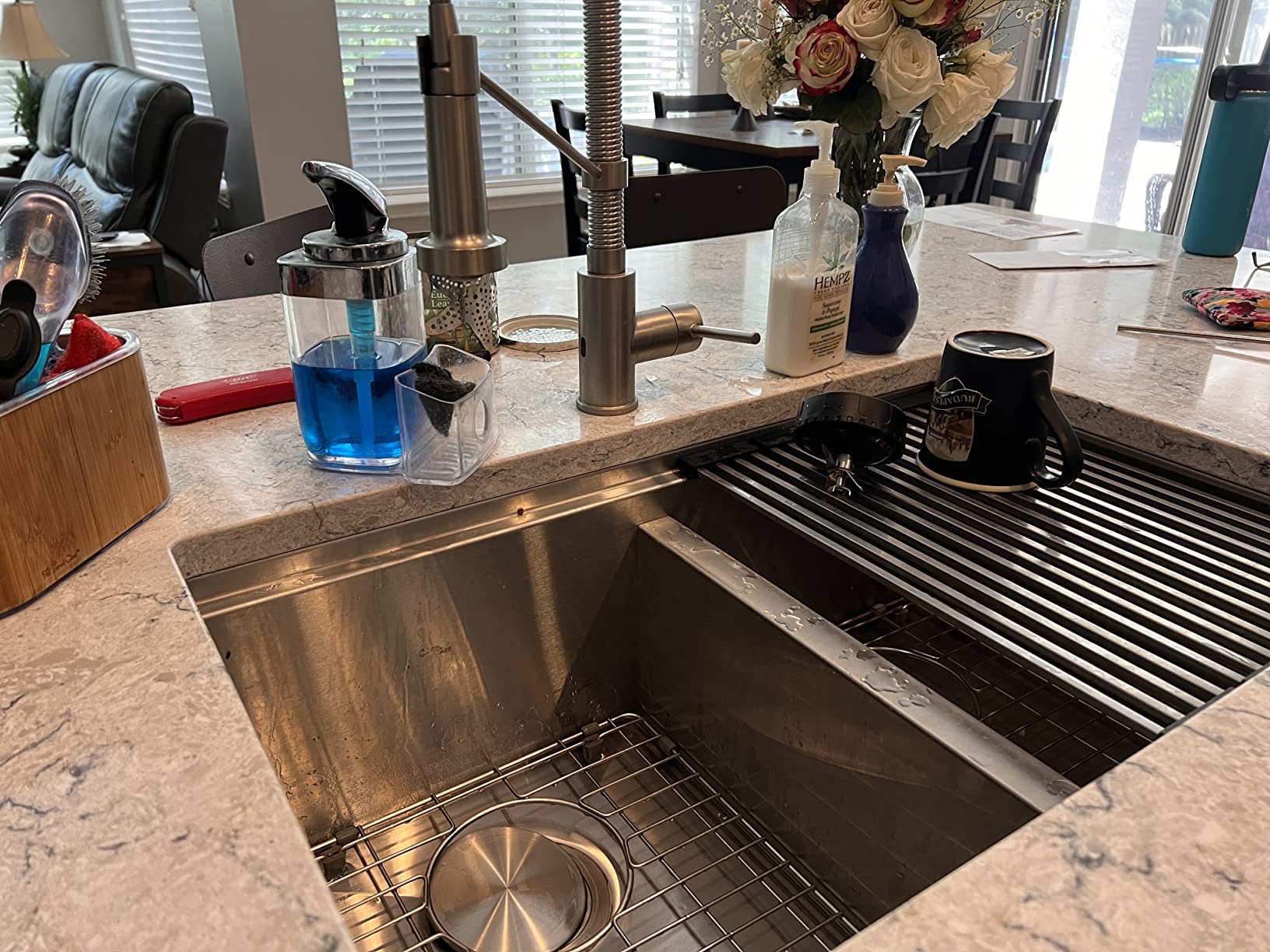 Ruvati 33-inch Workstation Ledge 50/50 Double Bowl Undermount kitchen sink with Brushed Finish - 16 Gauge Stainless Steel Kitchen Sink - Workstation Kitchen Sink - RVH8350 customer photo 1