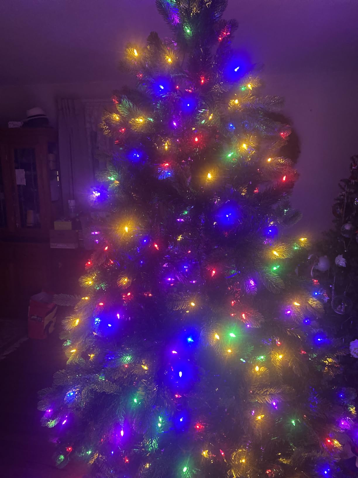 National Tree Company Pre-Lit 'Feel Real' Artificial Full Downswept Christmas Tree, Green, Douglas Fir, Dual Color LED Lights, 7.5 feet customer photo 2
