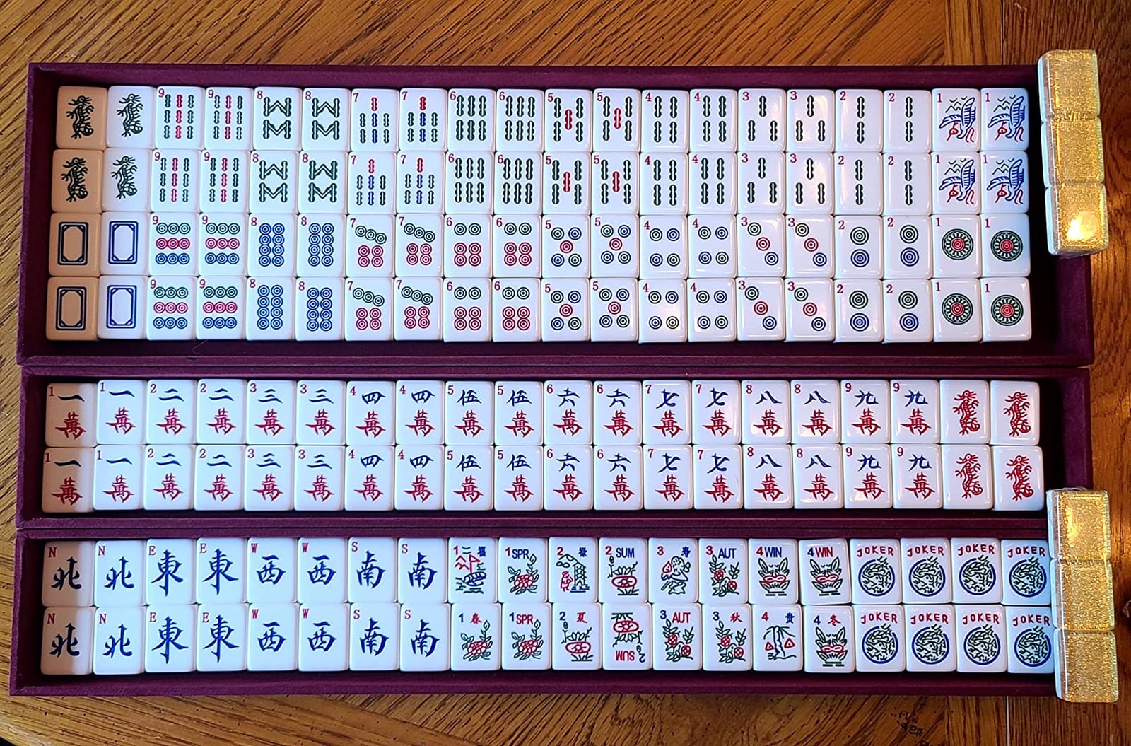 Yellow Mountain Imports American Mahjong Set, Golden Fortune with 166 Acrylic Mahjong Tiles, Inlaid Wooden Case, Racks and Other Accessories customer photo 1