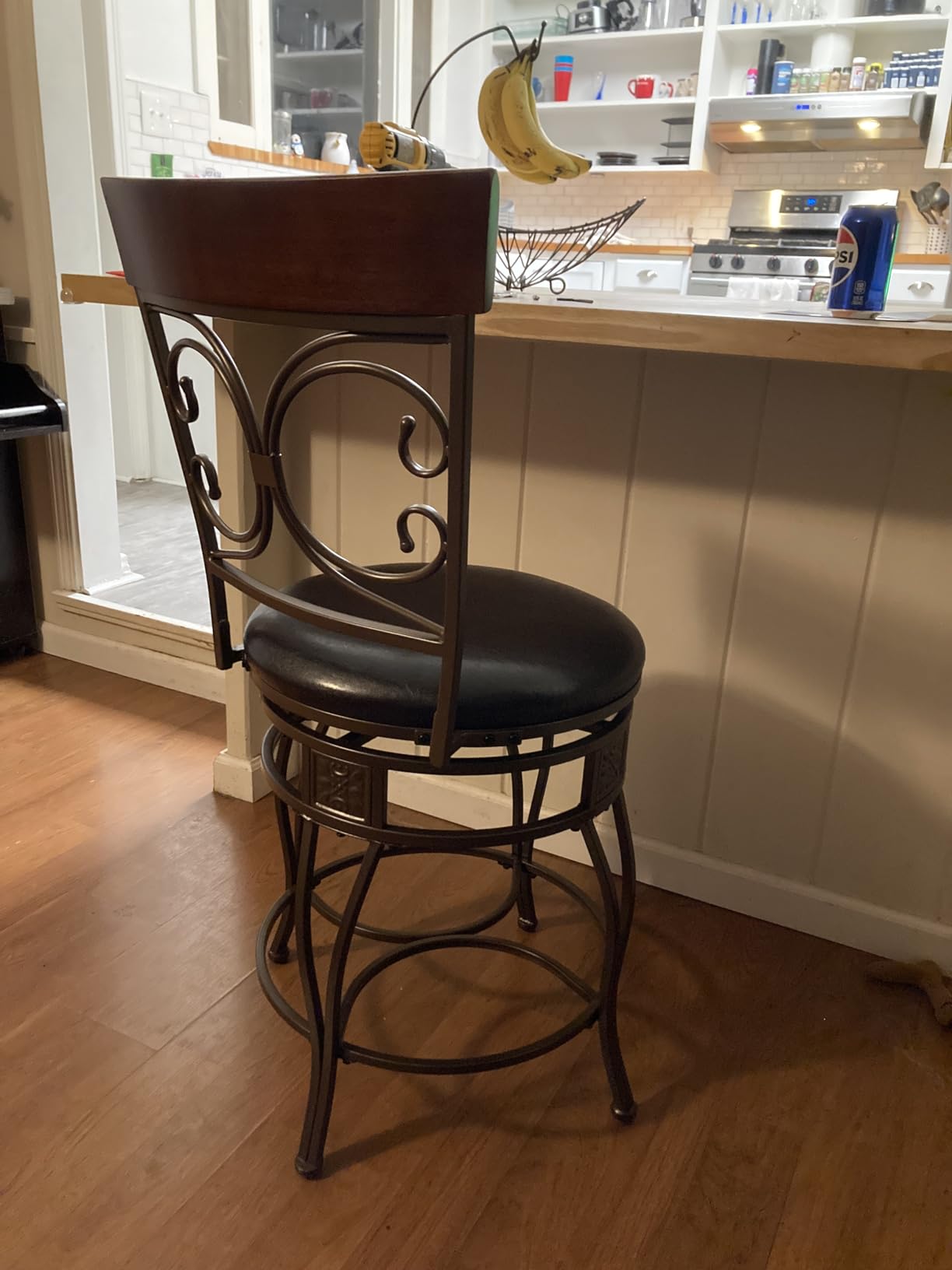 Powell Big and Tall Back Scroll Stool, Counter Height, Dark Bronze/Brown customer photo 2