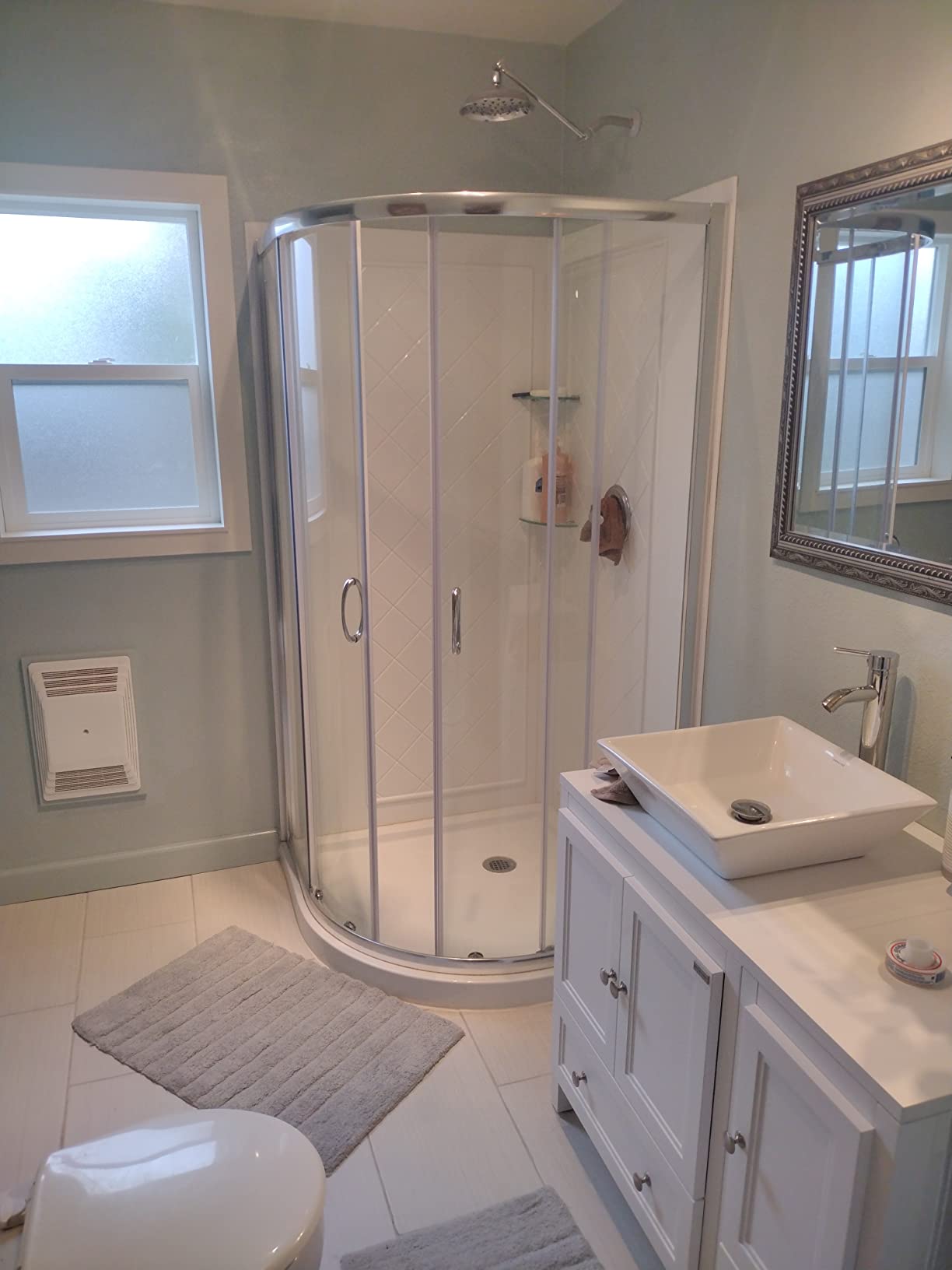 DreamLine Prime 33 in. x 76 3/4 in. Semi-Frameless Clear Glass Sliding Shower Enclosure in Chrome with White Base and Backwalls, DL-6152-01CL customer photo 1
