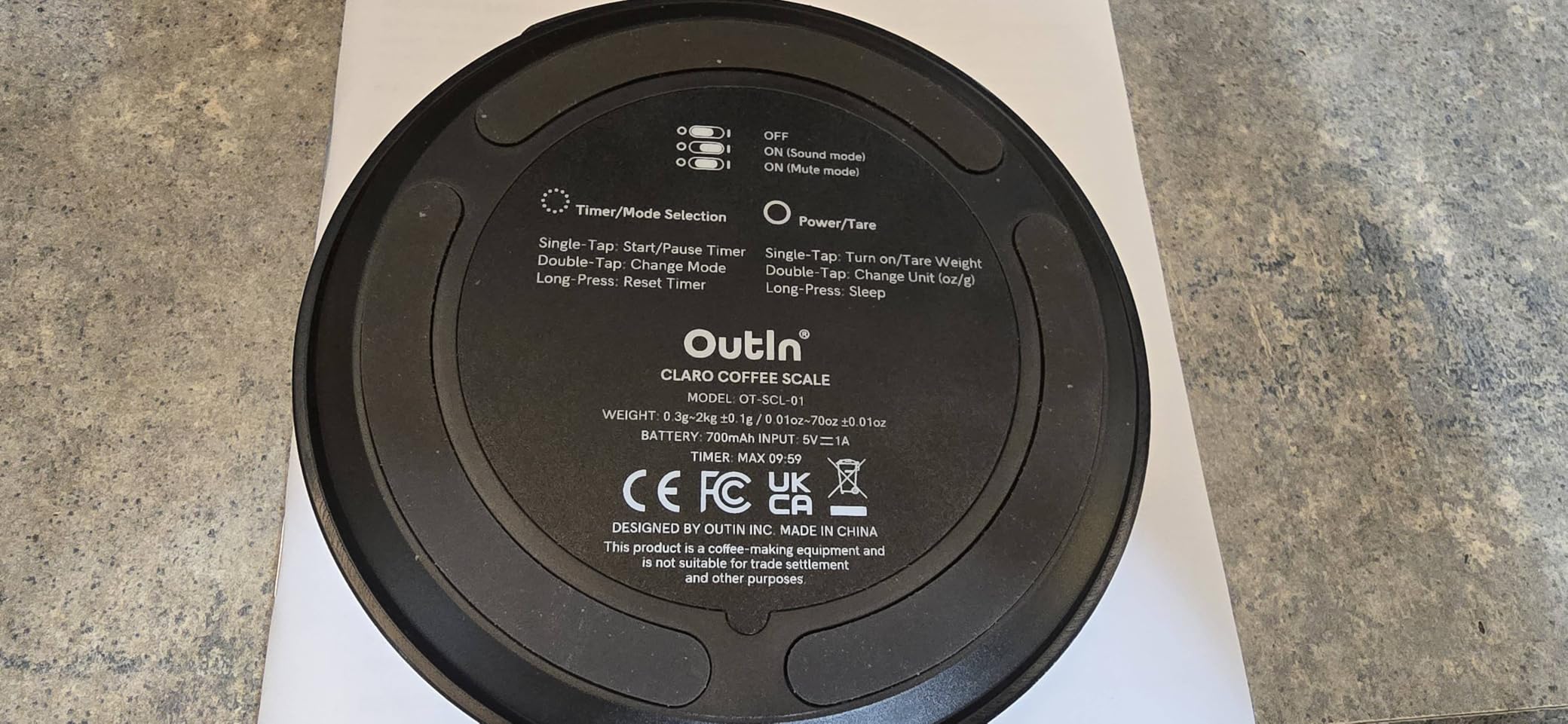 OutIn Claro Portable Coffee Scale, Timer Function, Rechargeable | Espresso Scale 2kg/0.1g Accurate Measurement, Pour Over Coffee Scale, Multiple Modes with Protective Bag customer photo 2