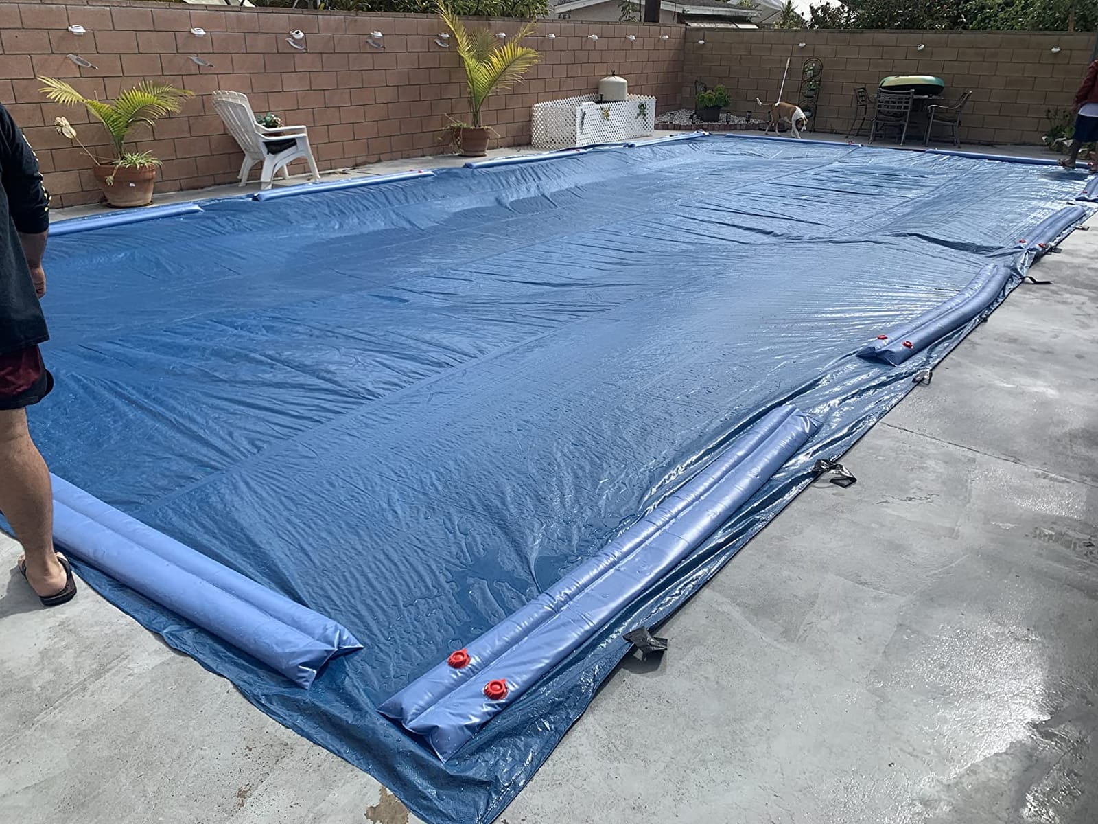 Robelle 16 x 32 ft Heavy Duty Super Winter Pool Cover for Inground Pools | Blue Pool Cover, 5 ft Overlap (21 x 37ft Cover Size), Solid 8 x 8 Scrim, 2.36 oz/yd2, 10-Year Warranty customer photo 1