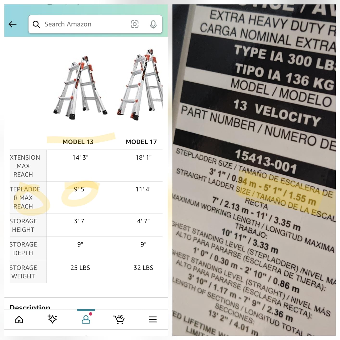 Little Giant Velocity, Aluminum Ladder, 18 ft Reach, 15417-001 | Telescoping Multi-Position Ladder with Extension, A-Frame, 90-Degree & Trestle Modes, Tip & Glide Wheels, 300 lbs. Rating customer photo 2