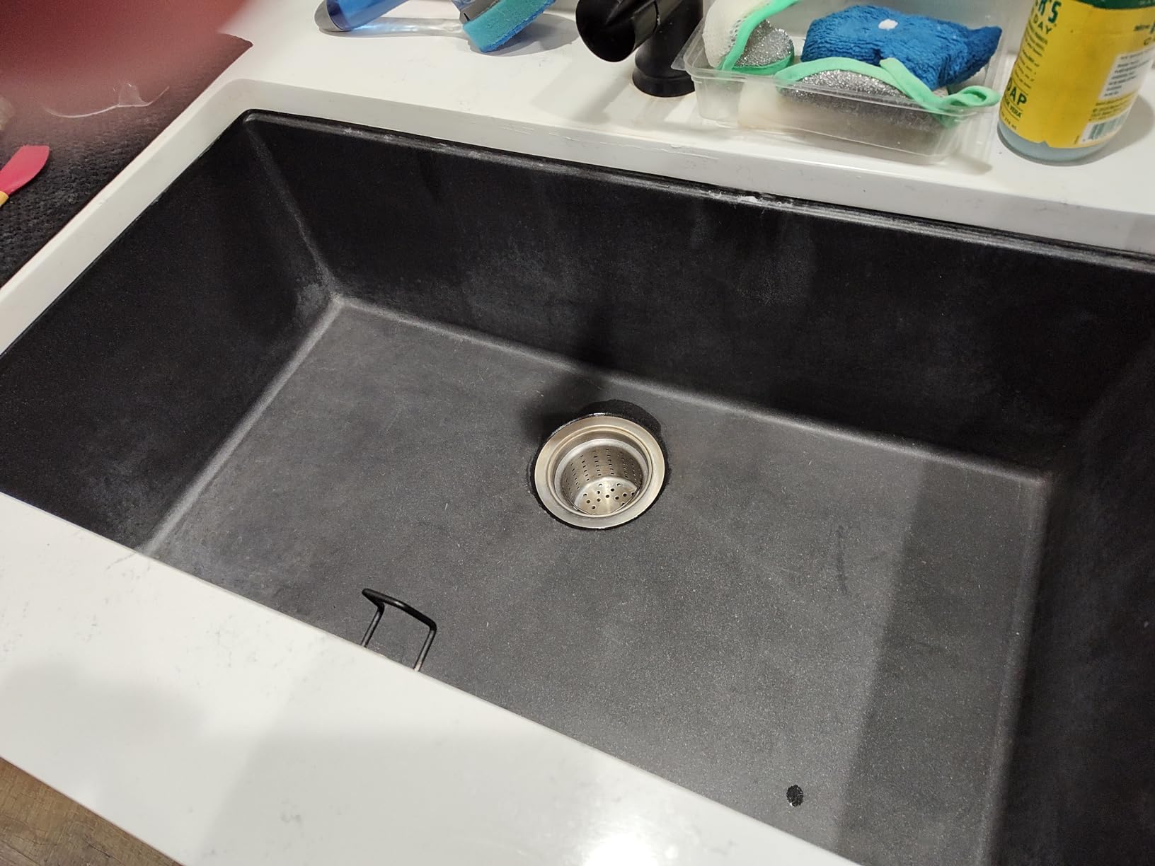 KRAUS Black Onyx 31 in Undermount Granite Kitchen Sink KGU-413B | Quartz composite with metallic particles, heat-safe, non-porous surface resists stains, colored through to resist fading customer photo 1