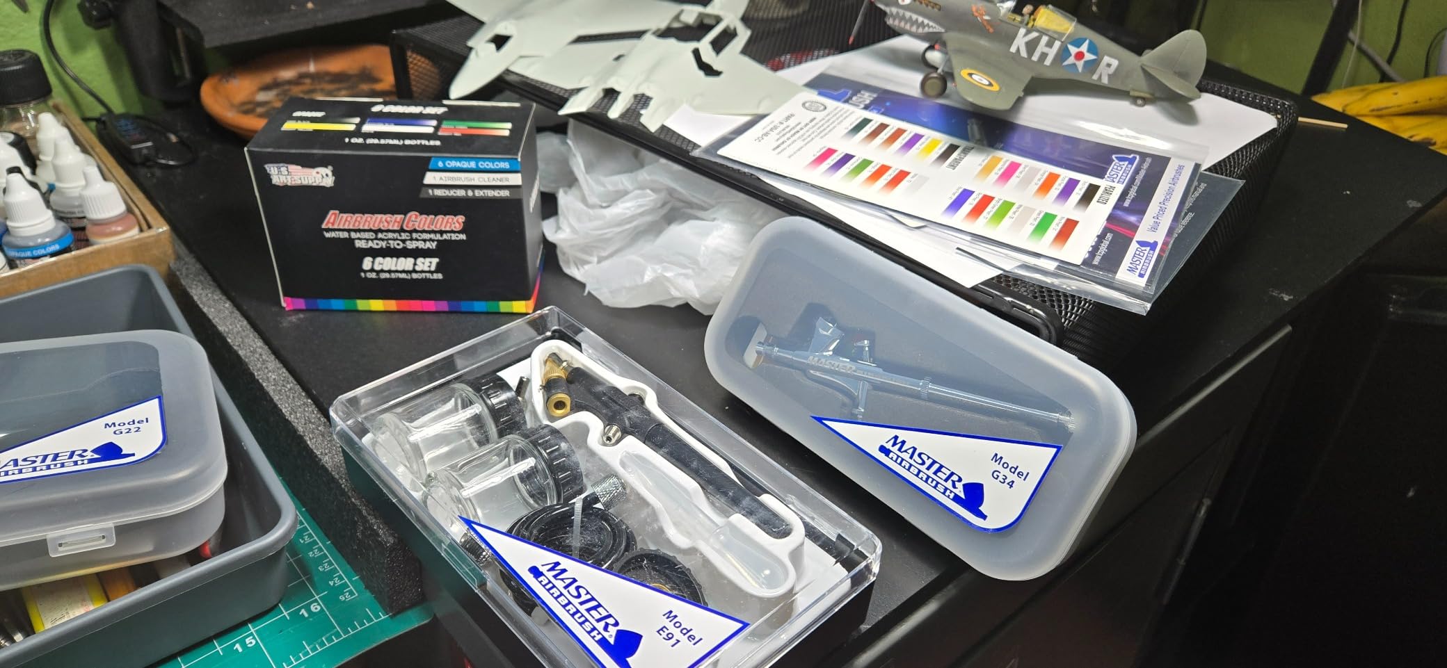 Master Airbrush Cool Runner II Air Brush Kit with Air Compressor Dual Fan | 3 Airbrushes, 6 Color Acrylic Paint Set, Hose, Brushes & Learning Guide Manual for Crafts, Auto, Tattoo & Model Painting customer photo 2